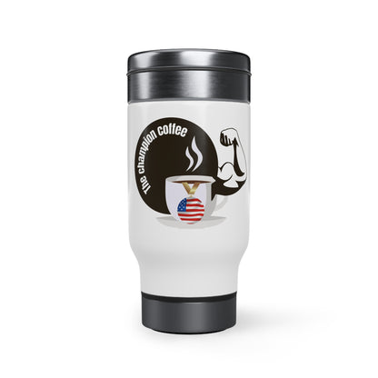 Stainless Steel Travel Mug with Handle, 14oz - The Champion Coffee